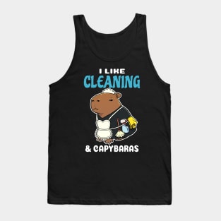 I Like Cleaning and Capybaras Cartoon Tank Top